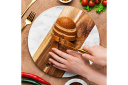 Доска для разделки и сервировки 30*30*1,3 см Белая круглая, мрамор/акация - Elan gallery фото 6