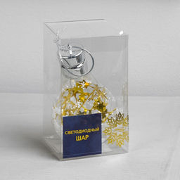 Ёлочный шар Шишки с желтой мишурой, 5 LED, от батареек, свечение белое - Luazon lighting фото 8