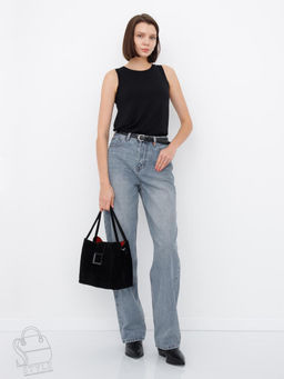 Сумка женская кожаная 2400YF black Polina&Eiterou