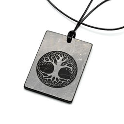 Кулон из шунгита прямоугольник "Дерево жизни" 30*40мм, полированный