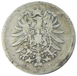 Монета 1 марка 1875 года F Германия