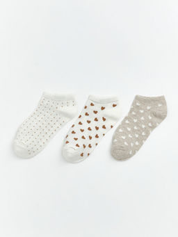 Bask?l? Kad?n Patik ?orap 3l?