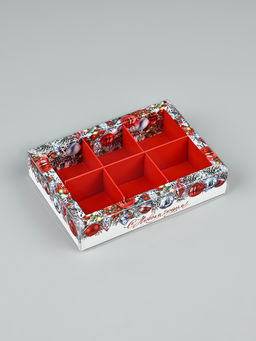 Цена за 5 шт. Коробка под 6 конфет с ячейками «Ёлочные новогодние шары», 10×14.5×3 см