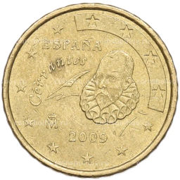 Монета 10 евроцентов 2009 года Испания