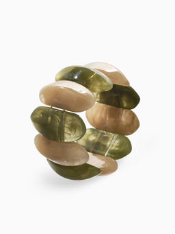 Браслет манжет акрил "Тренд", цвет бежево-злёный