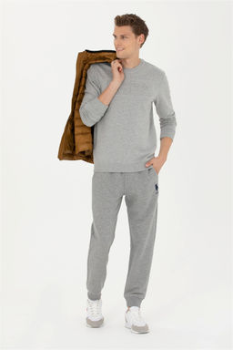 Мужская серая меланжская базовая толстовка Скюра в корзине в корзине - U.s. polo assn фото 4