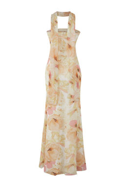 Cok Renkli Cicekli Orme Tul Maxi Abiye Gece Mezuniyet Elbisesi TPRSS25AE00194 - Trendyolmilla фото 6