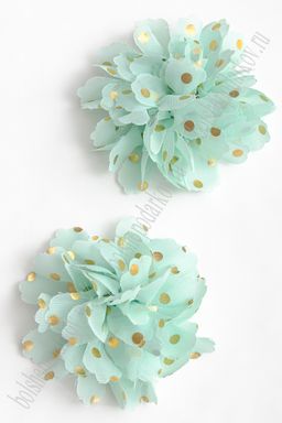 Цветочек шифоновый в горошек 9 см (20 шт) SF-5924, светло-аквамариновый №45