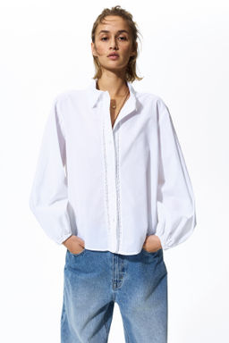 Camisa de algod?n con ribete de encaje - H&m фото 6