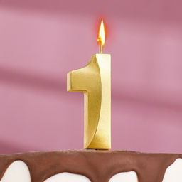 Свеча для торта на шпажке «Грань», 5.5 см, цифра 1, золотая