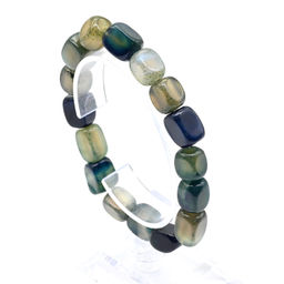 Браслет из агата тонированного прямоугольник 9*12мм цв.серо-синий