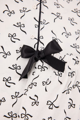 Beyaz %100 Pamuklu Kurdele Desenli Biyeli Orme Pijama Tak?m? THMSS26PT00026 - Trendyolmilla фото 13