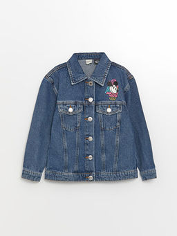 G?mlek Yaka Mickey Mouse Bask?l? K?z ?ocuk Jean Ceket