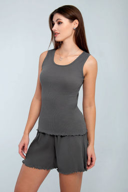 Арт. 9155/2 Пижама с шортами 42-50 (5 шт) Цвет:верх-темно-серый,низ-темно-серый - Калинка фото 2