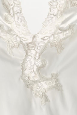 SATIN BODYSUIT WITH EMBROIDERY AND LACE - Zara фото 9