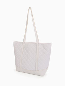 Сумка - шоппер женская на молнии, 35×12×27 см, со стёжкой, белая