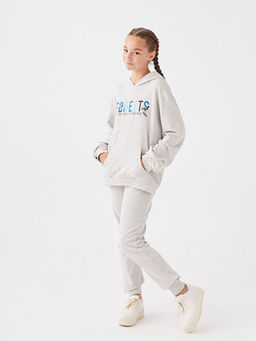 Kap??onlu Bask?l? Uzun Kollu K?z ?ocuk Sweatshirt - Waikiki фото 2