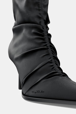 SATIN-EFFECT RUCHED HEELED ANKLE BOOTS - Zara фото 7