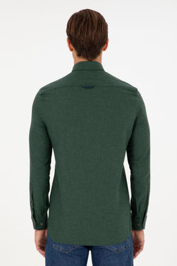 Мужская темно-зеленая базовая рубашка с длинным рукавом Неожиданная скидка в корзине - U.s. polo assn фото 5