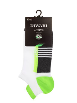 Цена за 2 пары DIWARI ACTIVE (ультракороткие) т.серый-салатовый