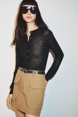 FALDA MINI CARGO CINTUR?N / Camel medio - Zara фото 3