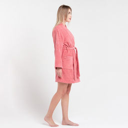 Халат махровый женский «Экономь и Я», размер 40-42, хлопок 100%, пыльно-розовый