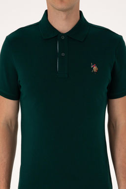 Erkek Slim Fit Polo Yaka Koyu Ye_il Basic Ti__rt - U.s. polo assn фото 6