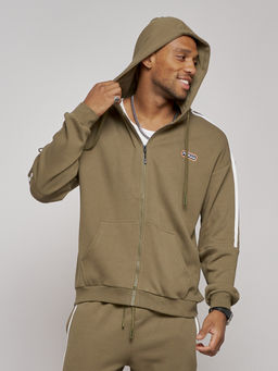 Спортивный костюм мужской трикотажный демисезонный цвета хаки 12011Kh