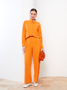 Kad?n Beli Lastikli D?z Pantolon