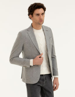 Серая зауженная кашемировая куртка