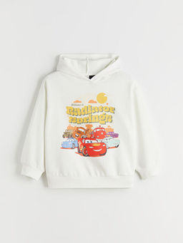 Kap??onlu Arabalar Bask?l? K?z ?ocuk Sweatshirt
