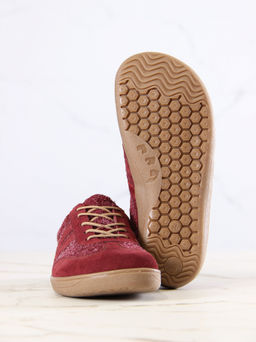 Кеды босоногие натуральная замша бордовые 184.natabr.Бордовая замша+бордовый джангл/Кожа