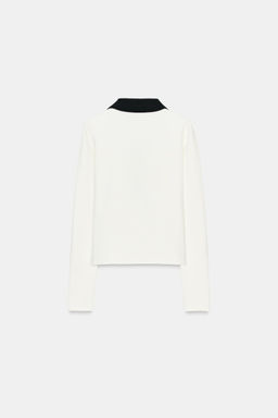 CONTRAST INTERLOCK POLO TOP - Zara фото 4