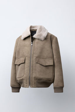 DOUBLE-FACED FAUX SHEARLING BOMBER JACKET - Zara фото 2