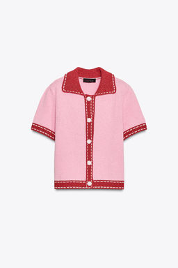 STITCHED KNIT CARDIGAN WITH SHORT SLEEVES - Zara фото 13