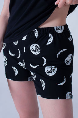 Арт. 9150 Пижама с шортами 42-50 (5 шт) Цвет:верх-черный,низ-черный