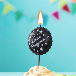 Цена за 3 шт. Свеча в торт «С днем рождения», черная
