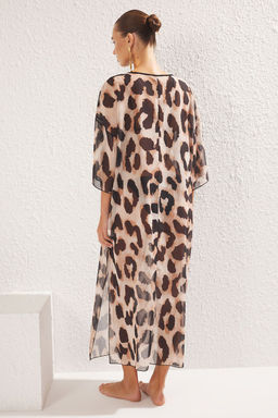 TRENDYOLMILLA Leopar Desenli Maxi Dokuma Baglamal? Sifon Plaj Elbisesi TBESS25EL00006  фото 4