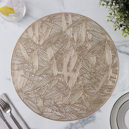 Салфетки сервировочные на стол Доляна «Листья», d=38 см, 4 шт., золотые