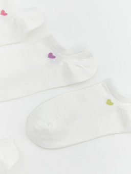 Kalp Bask?l? Kad?n Sneaker ?orap 5li