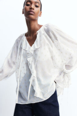 Blusa brillante de plumeti