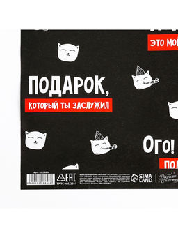 Цена за 2 шт. Бумага упаковочная «Подарок, который ты заслужил», глянец, 1 лист, 70×100 см