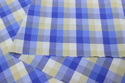 Вареный (стираный) хлопок Клетка (1.6*1.6см) цв.василек/телесно-оливковый, ш.2.5м, хл-100% - Купава фото 3