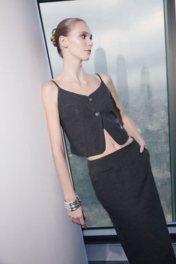 Antrasit Astarl? Dokuma Fitted Yelek TWOSS26YE00017 - Trendyolmilla фото 4