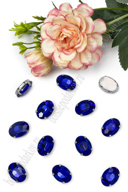 Стразы пришивные 18 мм "Овал" (20 шт) SF-3700, синий №9