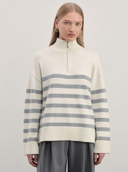 Джемпер на молнии в полоску / Zarina  фото 3