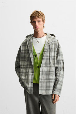 HOODED CHECK OVERSHIRT - Zara фото 2
