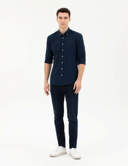 Lacivert Slim Fit Uzun Kollu G_mlek - Pierre cardin фото 4