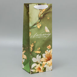 Пакет подарочный под бутылку, упаковка, «Учителю», 35 х 13 х 10 см