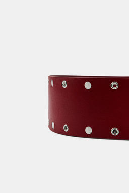 100% STUDDED LEATHER WAIST BELT - Zara фото 5